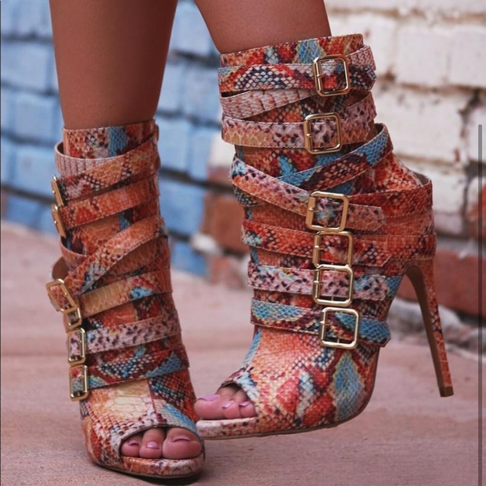 Nelly Bernal Nude Snake Bootie